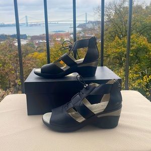 Black Vegan Leather Drawstring Heels by JBU